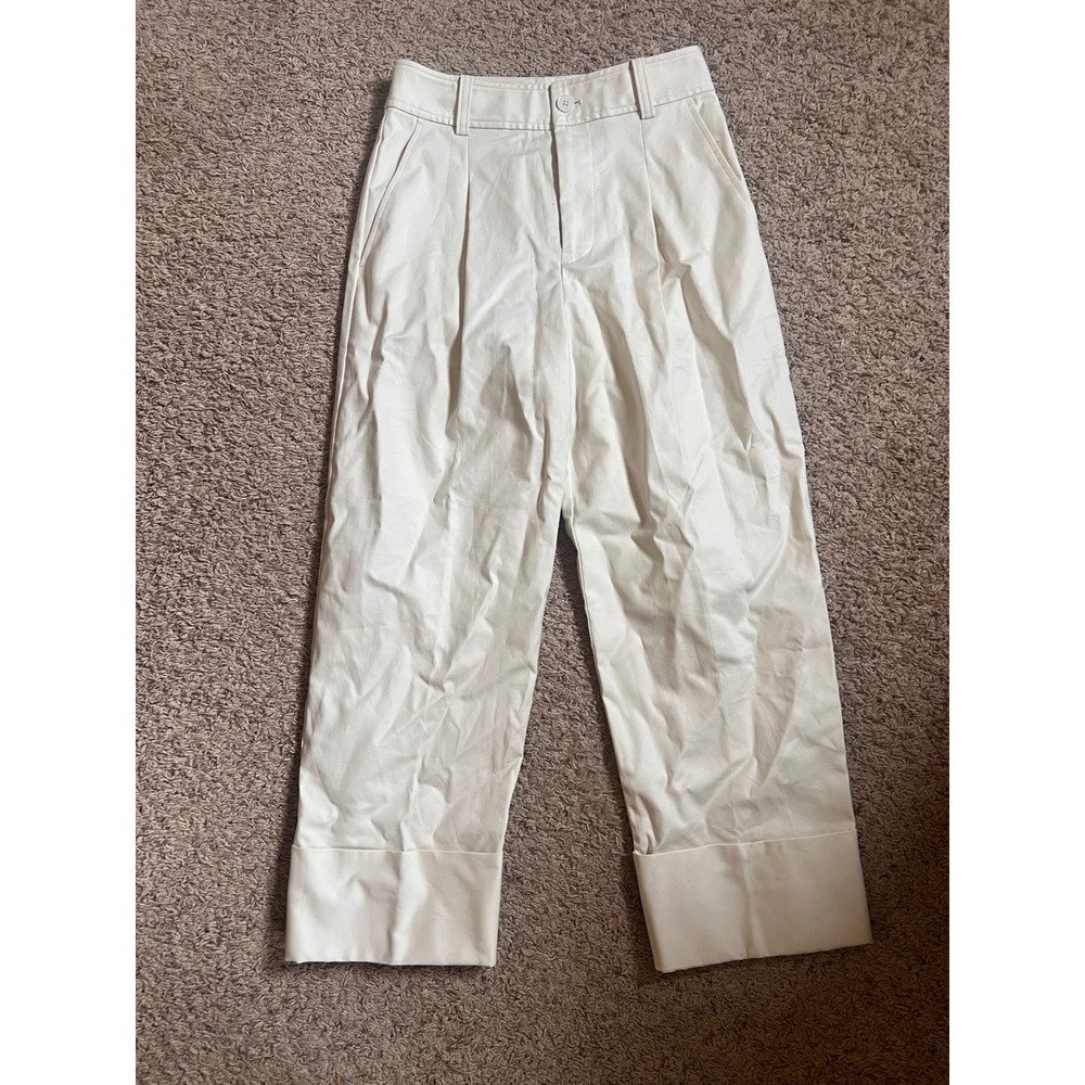 Old Money Lauren Ralph Lauren Womens 00 Cream Wide Leg Trousers Preppy